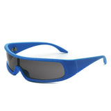 S2121-1 - Futuristic Wrap Around Fashion Rectangle Shield Sunglasses
