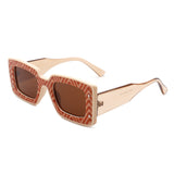 HS2052 - Rectangle Retro Flat Lens Tinted Fashion Square Sunglasses