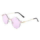 HW2014 - Circle Retro Round Rimless Fashion Tinted Vintage Sunglasses