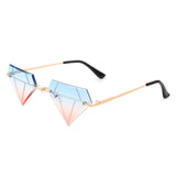 HW2039 - Rimless Triangle Diamond Shaped Party Tinted Wholesale Sunglasses