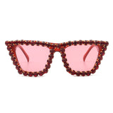 HS2006-1 - Women Rhinestone Square Diamonds Cat Eye Fashion Wholesale Sunglasses