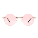 HW2014 - Circle Retro Round Rimless Fashion Tinted Vintage Sunglasses