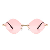 HW2013 - Rimless Retro Round Geometric Frameless Tinted Fashion Sunglasses