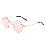 HW2014 - Circle Retro Round Rimless Fashion Tinted Vintage Sunglasses