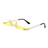 HW2012 - Rimless Decorative Narrow Tinted Checkmark Shape Slim Glasses