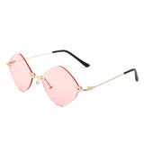 HW2013 - Rimless Retro Round Geometric Frameless Tinted Fashion Sunglasses