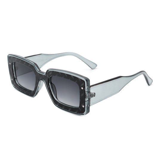 HS2052 - Rectangle Retro Flat Lens Tinted Fashion Square Sunglasses