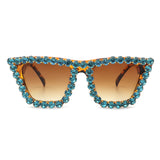 HS2006-1 - Women Rhinestone Square Diamonds Cat Eye Fashion Wholesale Sunglasses