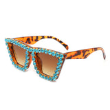 HS2006-1 - Women Rhinestone Square Diamonds Cat Eye Fashion Wholesale Sunglasses