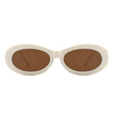 HS1075 - Oval Retro Narrow Small 90s Round Vintage Sunglasses