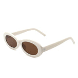 HS1075 - Oval Retro Narrow Small 90s Round Vintage Sunglasses