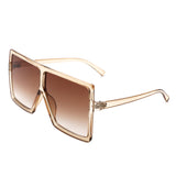 HS1096-1 - Square Oversize Women Flat Top Fashion Sunglasses