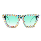 HS2006-1 - Women Rhinestone Square Diamonds Cat Eye Fashion Wholesale Sunglasses