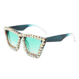 HS2006-1 - Women Rhinestone Square Diamonds Cat Eye Fashion Wholesale Sunglasses