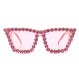 HS2006-1 - Women Rhinestone Square Diamonds Cat Eye Fashion Wholesale Sunglasses