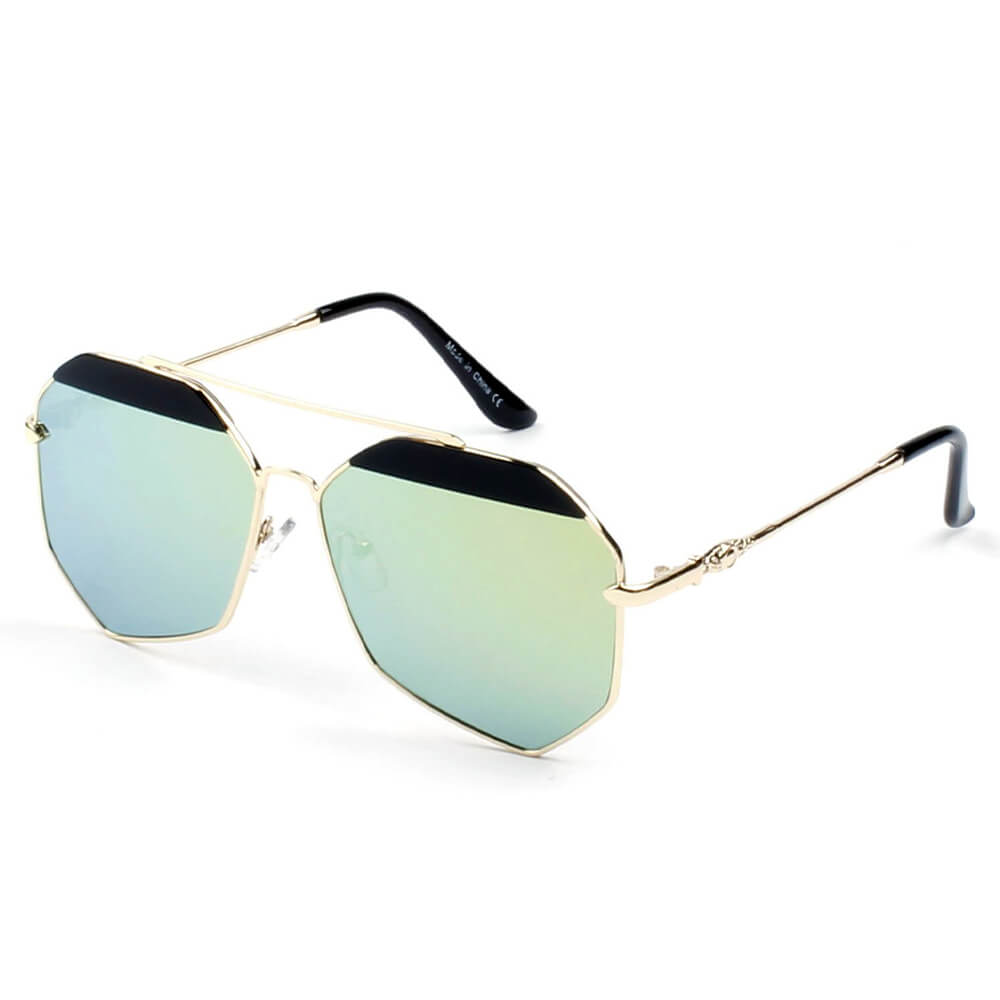 CD17 Modern Flat Lens Polygon Metal Frame Sunglasses - Iris Fashion Inc. | Wholesale Sunglasses and Glasses
