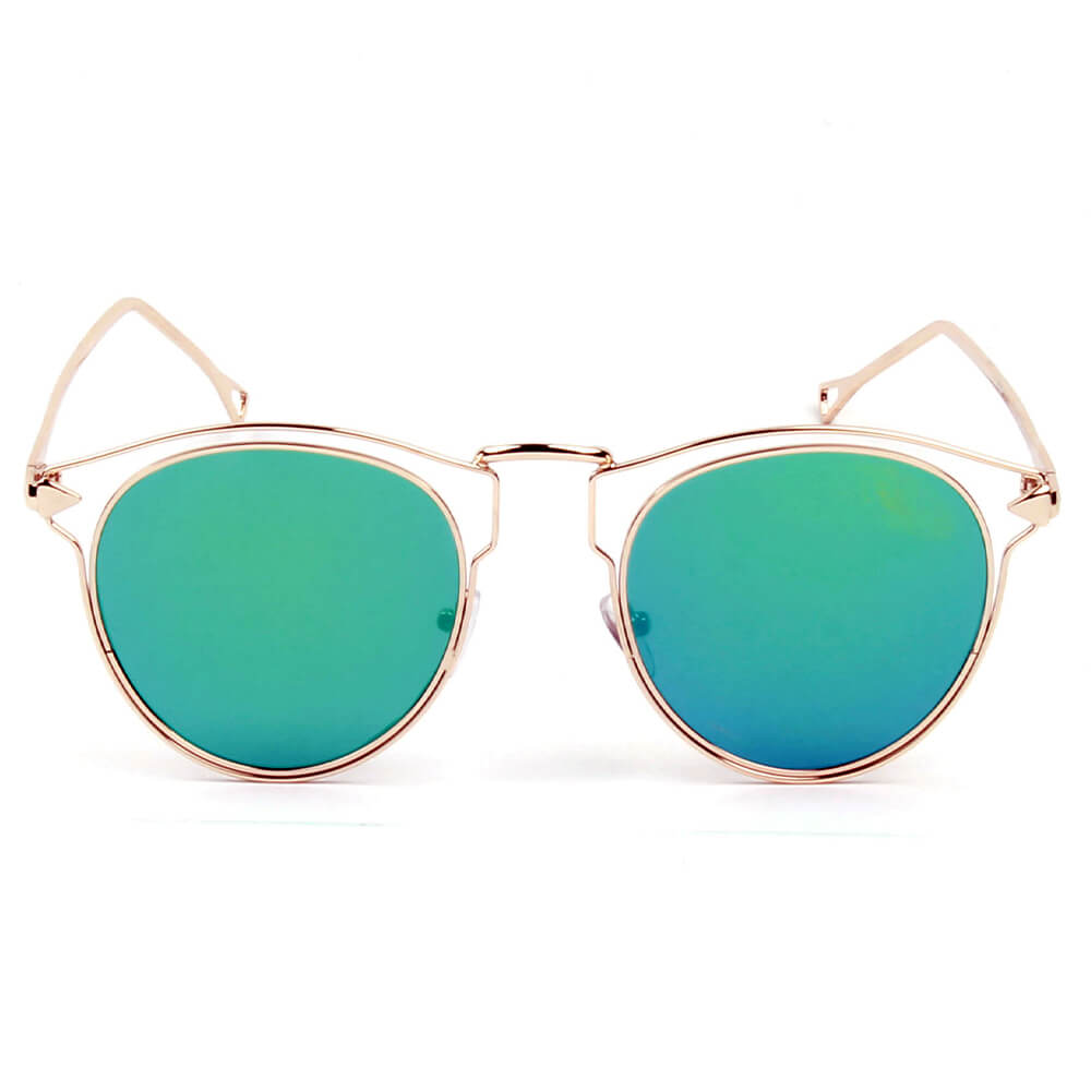 D39 - Trendy Round Cut Out Browline Sunglasses - Iris Fashion Inc. | Wholesale Sunglasses and Glasses