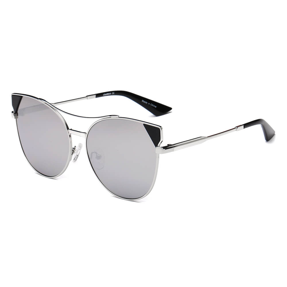 CA02 Women's Trendy Mirrored Lens Cat Eye Sunglasses - Iris Fashion Inc. | Wholesale Sunglasses and Glasses