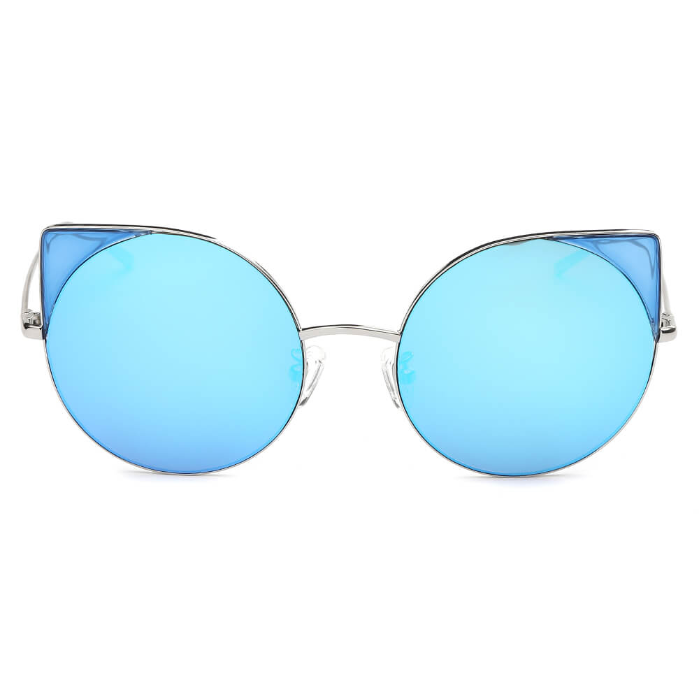 CA03 - Women Mirrored Lens Round Cat Eye Sunglasses - Iris Fashion Inc. | Wholesale Sunglasses and Glasses