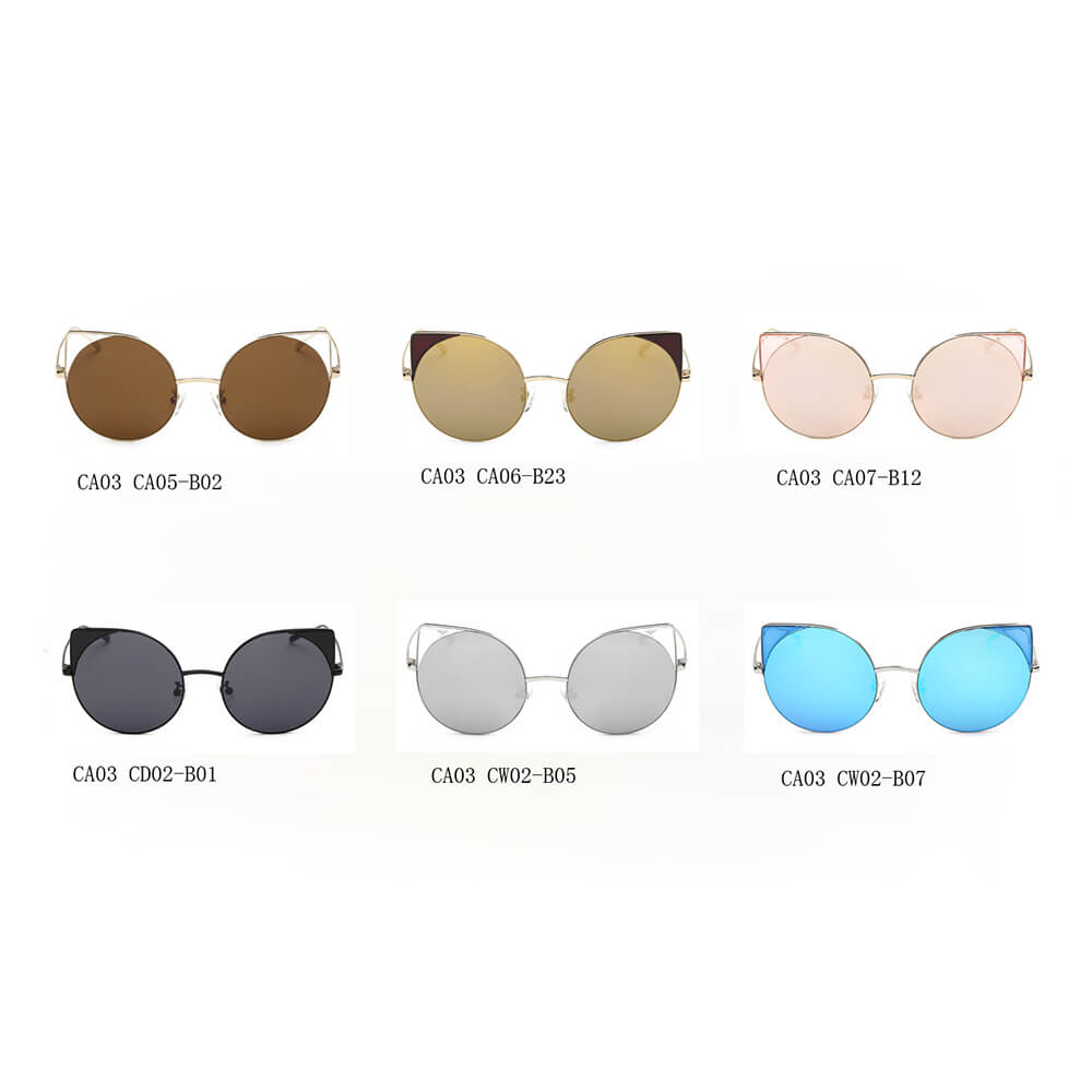 CA03 - Women Mirrored Lens Round Cat Eye Sunglasses - Iris Fashion Inc. | Wholesale Sunglasses and Glasses