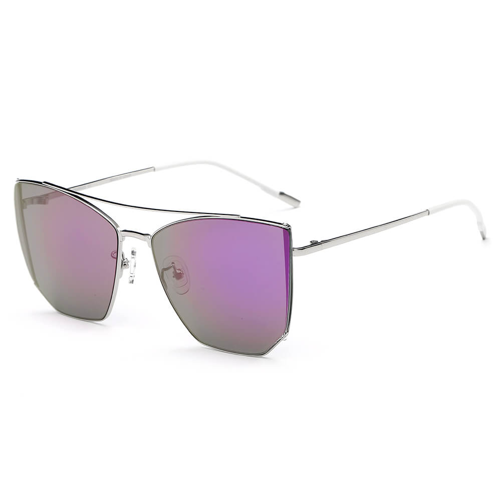 CA06 - Oversize Polygon Mirrored Lens Cat Eye Sunglasses - Iris Fashion Inc. | Wholesale Sunglasses and Glasses