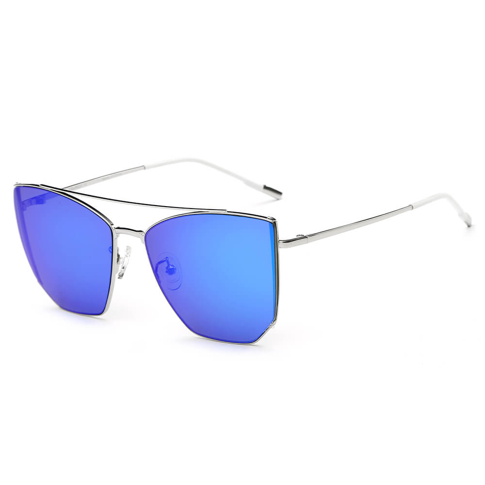 CA06 - Oversize Polygon Mirrored Lens Cat Eye Sunglasses - Iris Fashion Inc. | Wholesale Sunglasses and Glasses