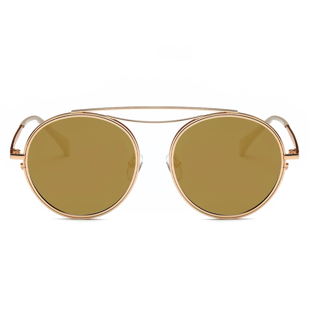 CA10 - Polarized Circle Round Brow-Bar Fashion Sunglasses - Iris Fashion Inc. | Wholesale Sunglasses and Glasses