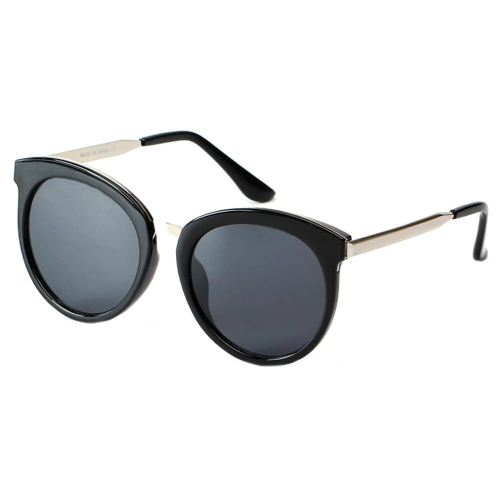 CD04 Vintage Oversize Round Mirrored Lens Horned Rim Sunglasses - Iris Fashion Inc. | Wholesale Sunglasses and Glasses