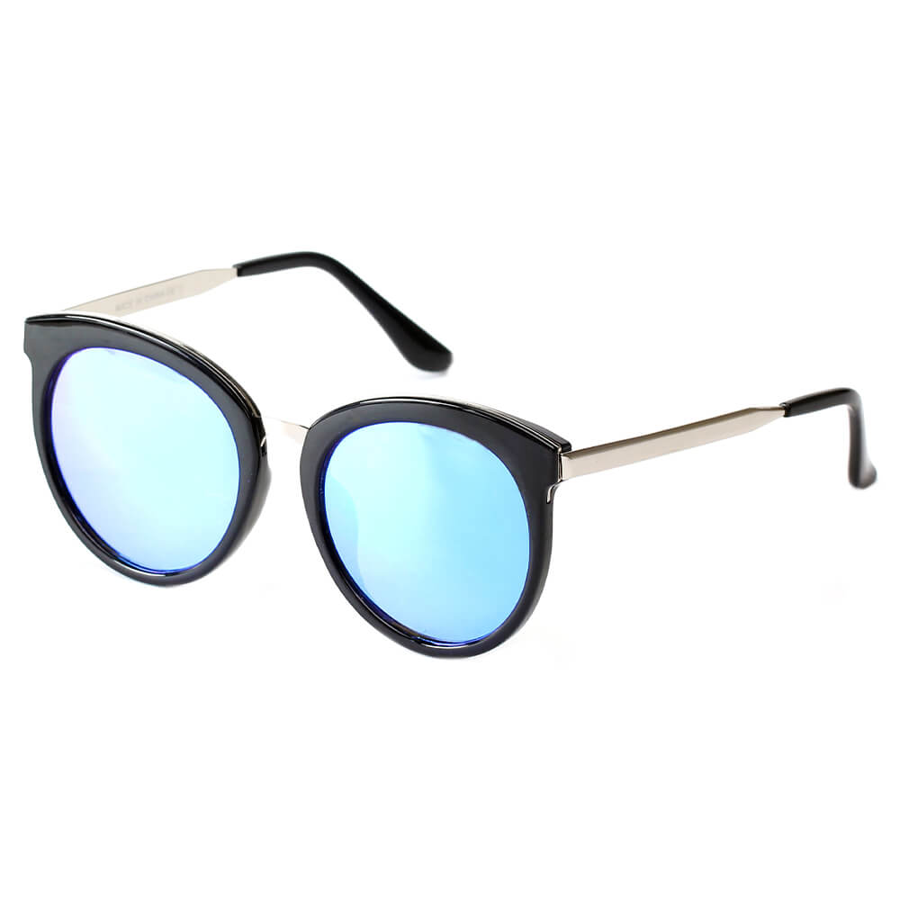 CD04 Vintage Oversize Round Mirrored Lens Horned Rim Sunglasses - Iris Fashion Inc. | Wholesale Sunglasses and Glasses