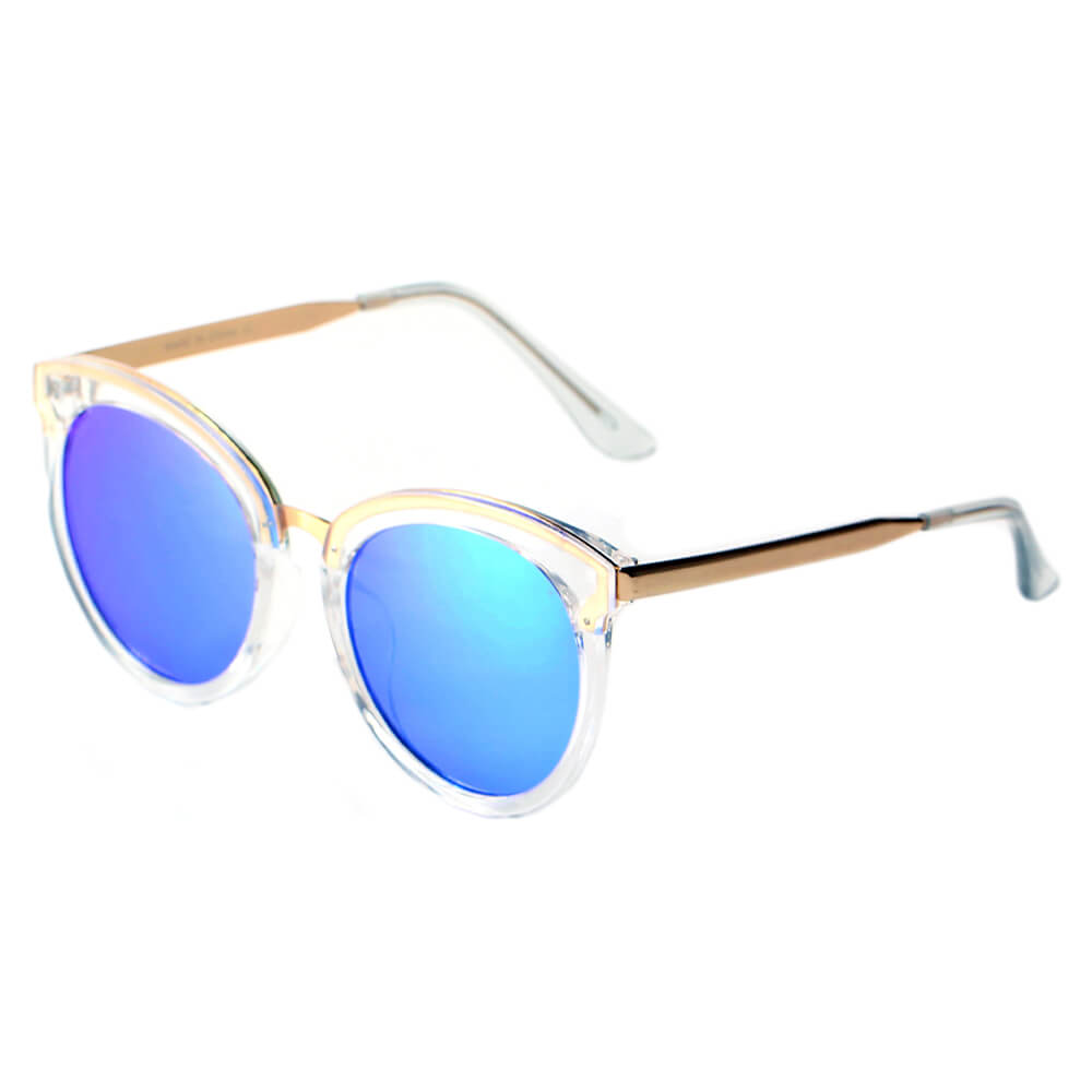 CD04 Vintage Oversize Round Mirrored Lens Horned Rim Sunglasses - Iris Fashion Inc. | Wholesale Sunglasses and Glasses