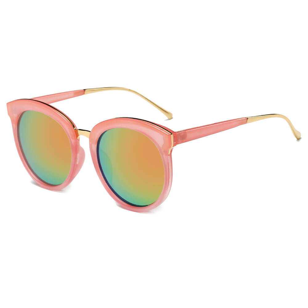 CD06 Women's Oversize Mirrored Lens Horned Rim Sunglasses - Iris Fashion Inc. | Wholesale Sunglasses and Glasses