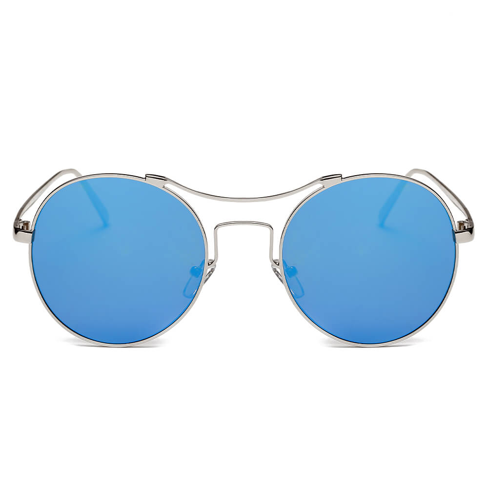 CD16 - Retro Round Circle Metal Mirrored Sunglasses - Iris Fashion Inc. | Wholesale Sunglasses and Glasses