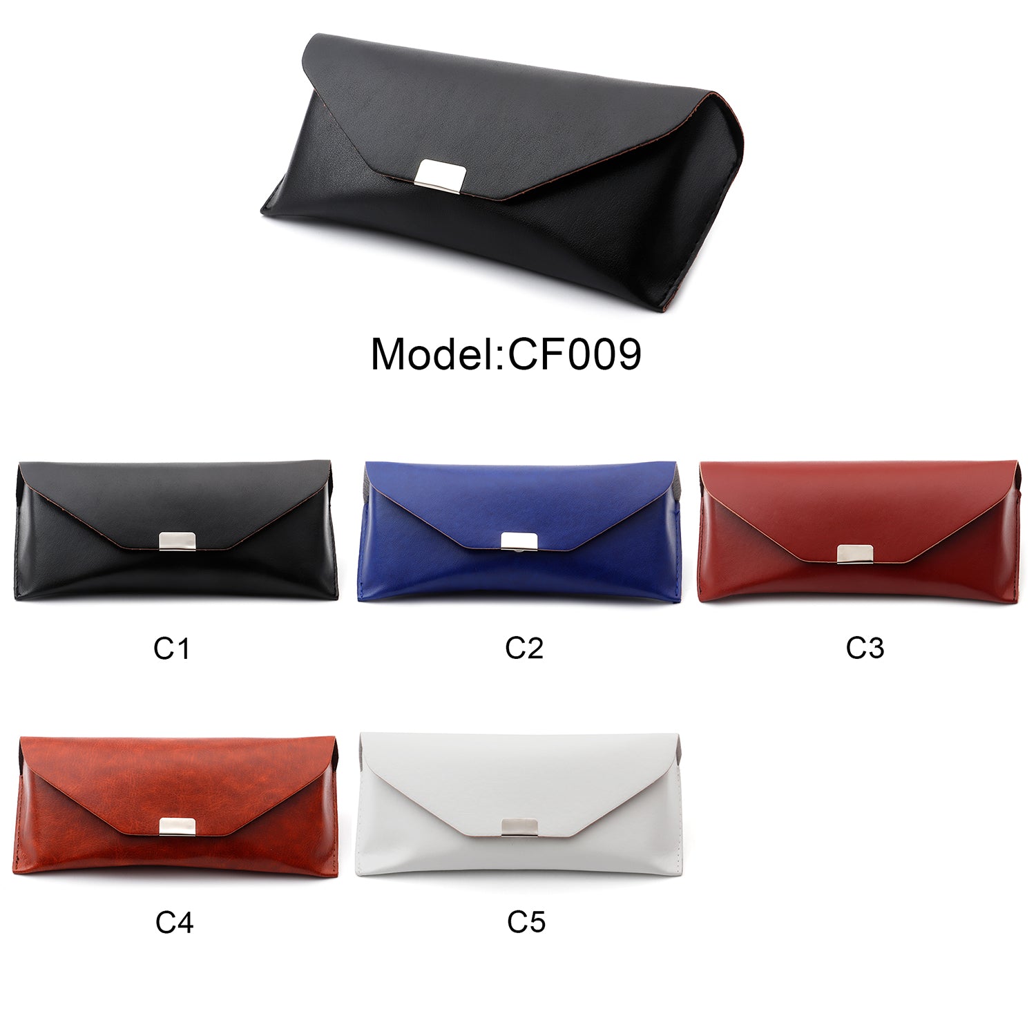 CF009 - Protective PU Leather Colored Button Closure Sunglasses Case