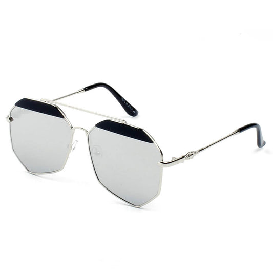 CD17 Modern Flat Lens Polygon Metal Frame Sunglasses - Iris Fashion Inc. | Wholesale Sunglasses and Glasses