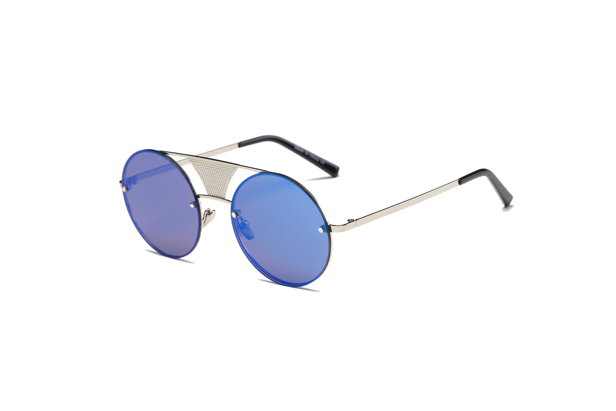 S2012 - Modern Fashion Round Flat Divider Bridge Sunglasses - Iris Fashion Inc. | Wholesale Sunglasses and Glasses