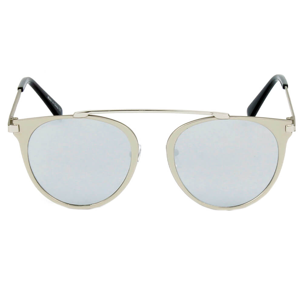 A18 Modern Horn Rimmed Metal Frame Round Sunglasses Gold - Gray - Maroon