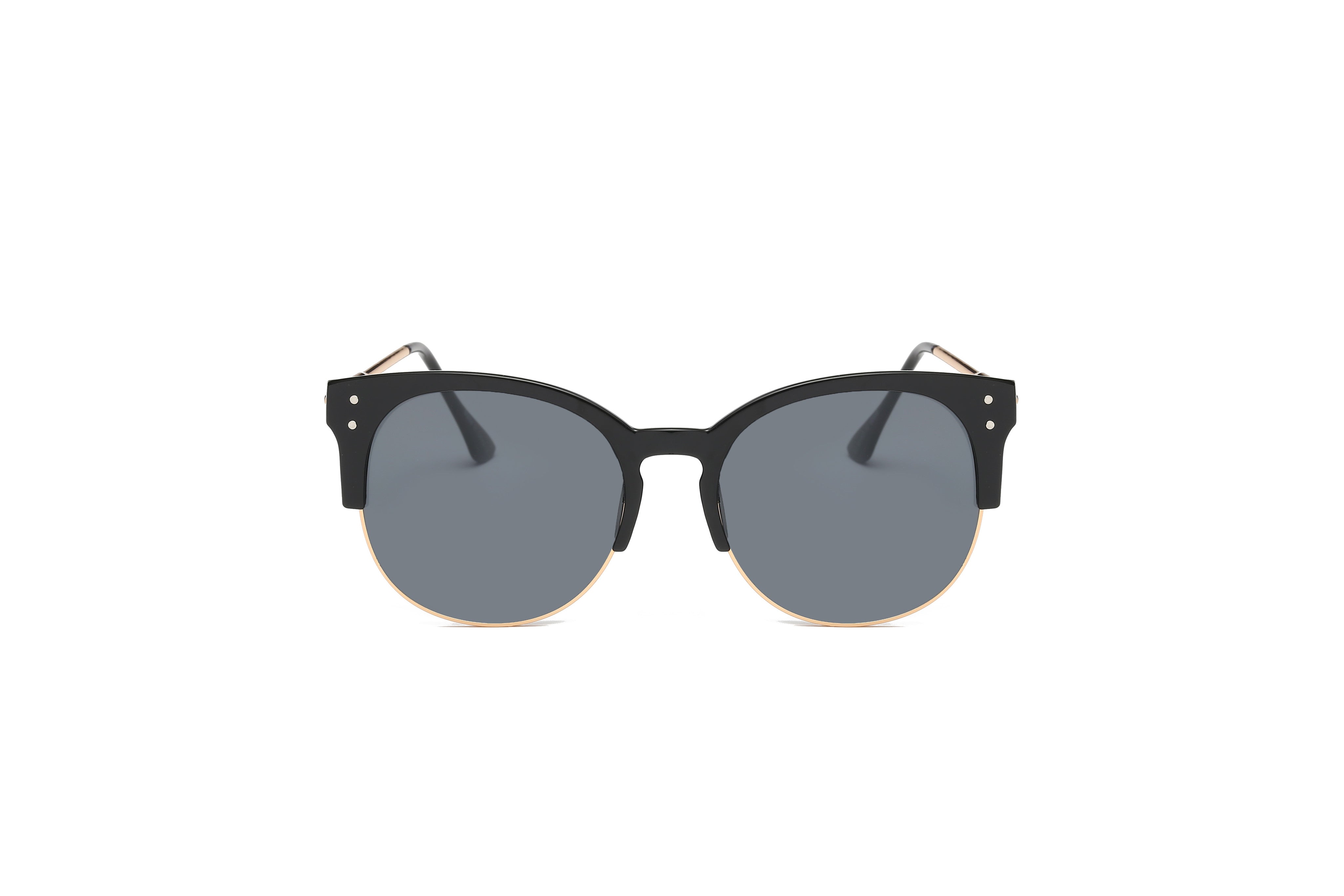 D68 - Round Mirrored Flat Lens Half Frame Sunglasses - Iris Fashion Inc. | Wholesale Sunglasses and Glasses