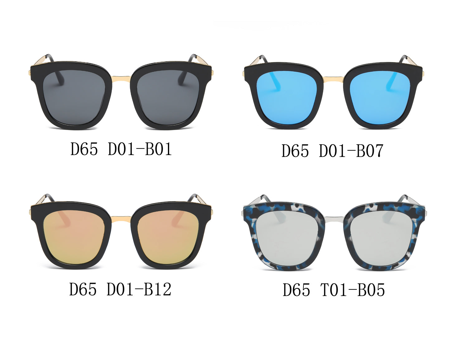 D65 Square Horn Rimmed Boxy Mirrored Lens Sunglasses - Iris Fashion Inc. | Wholesale Sunglasses and Glasses