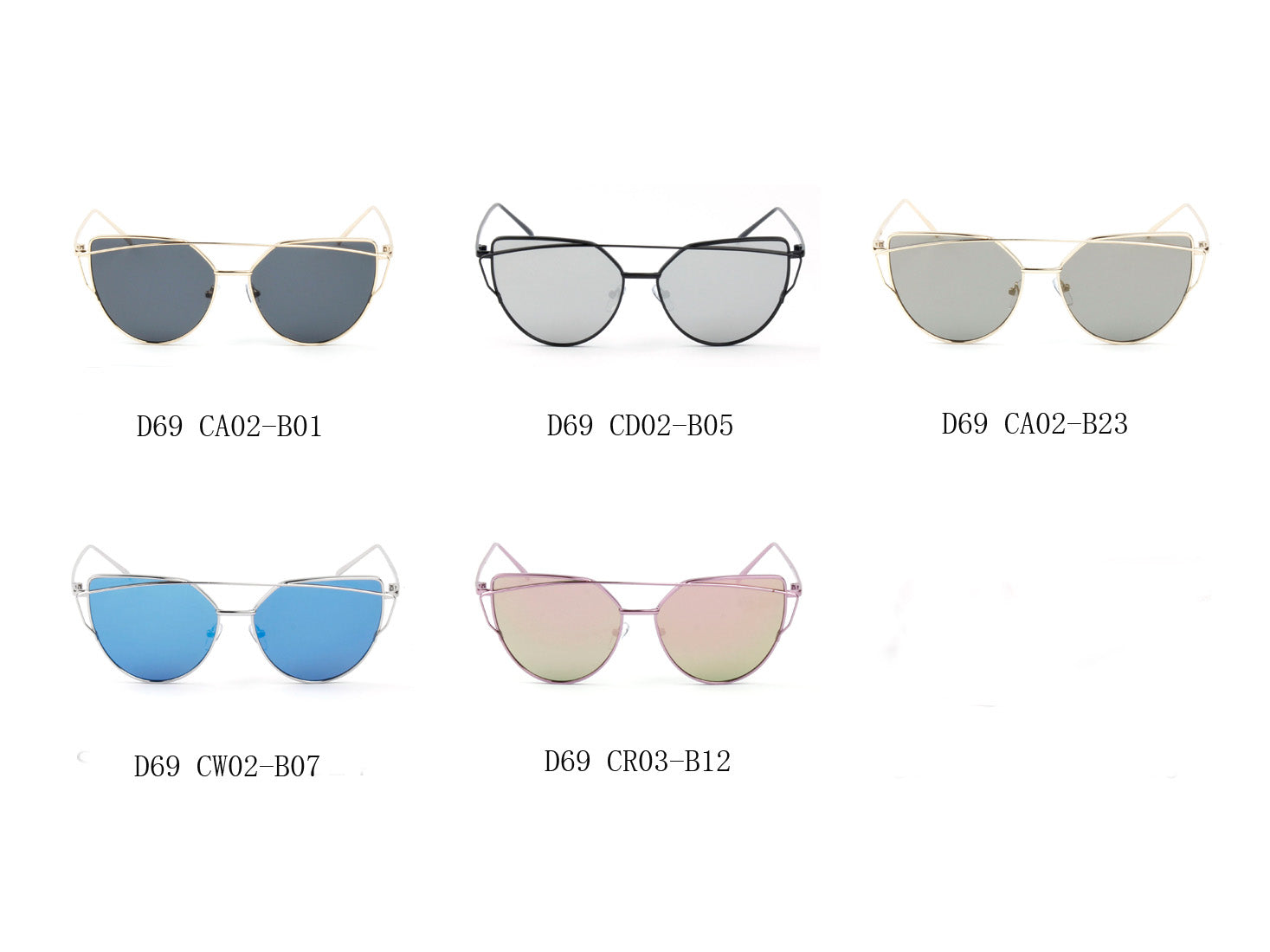 D69 - Women Mirrored Metal Cat Eye Sunglasses - Iris Fashion Inc. | Wholesale Sunglasses and Glasses