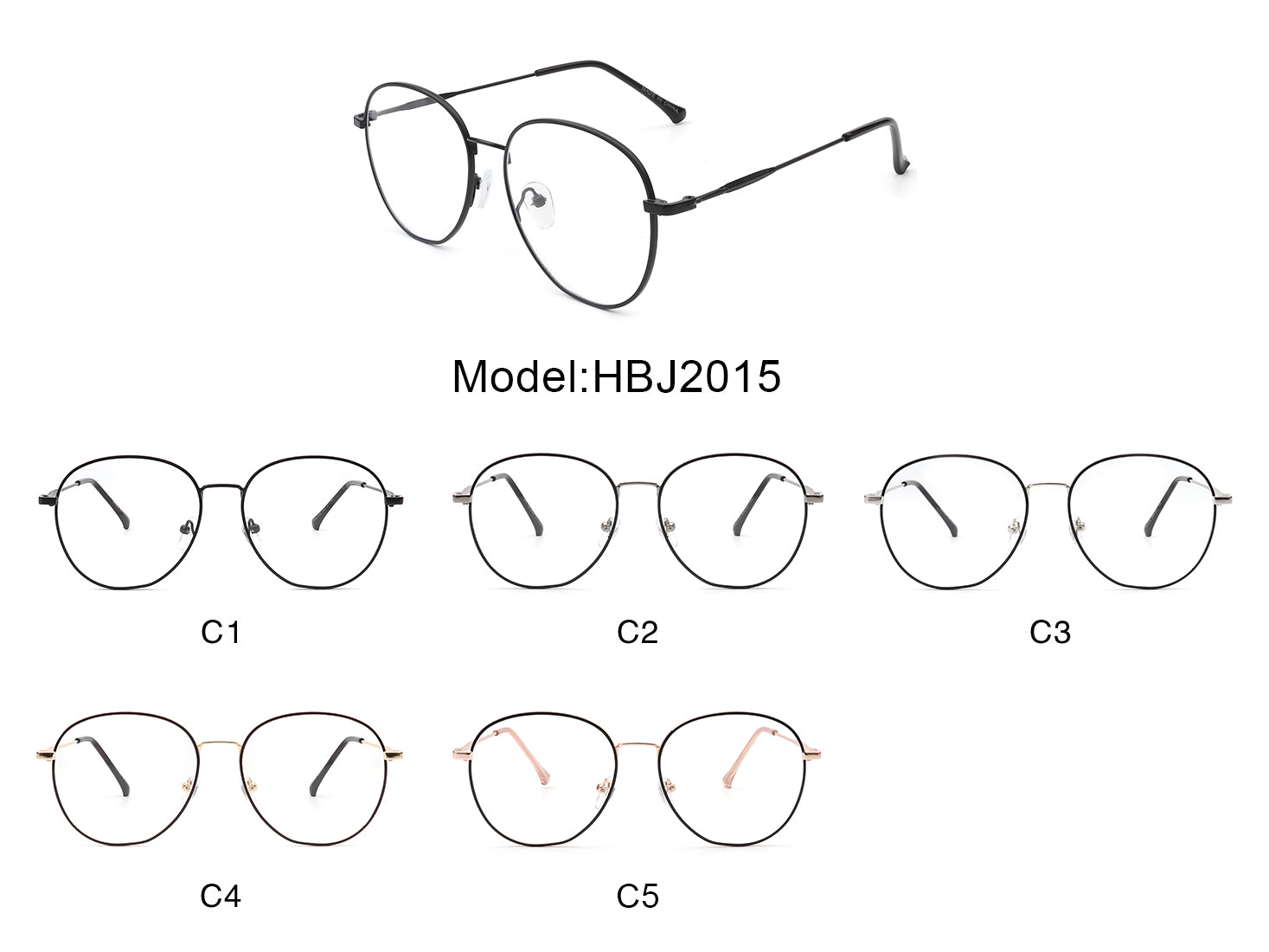 HBJ2015 - Circle Round Metal Blue Light Blocker Glasses