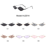 HJ2014 - Slim Narrow Retro Diamond Hexagonal Small Fashion Sunglasses