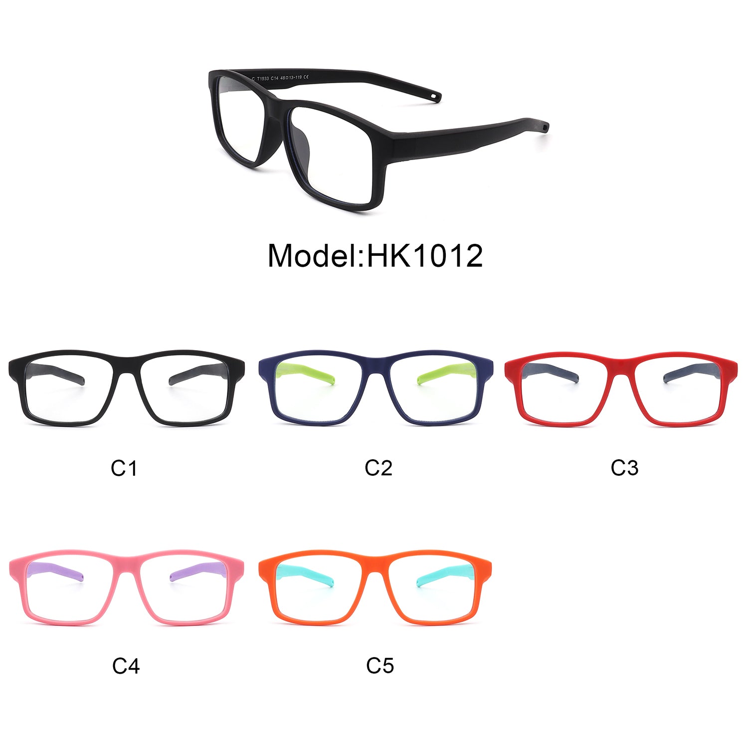 HK1012 - Children Rectangle Classic Blue Light Blocker Glasses
