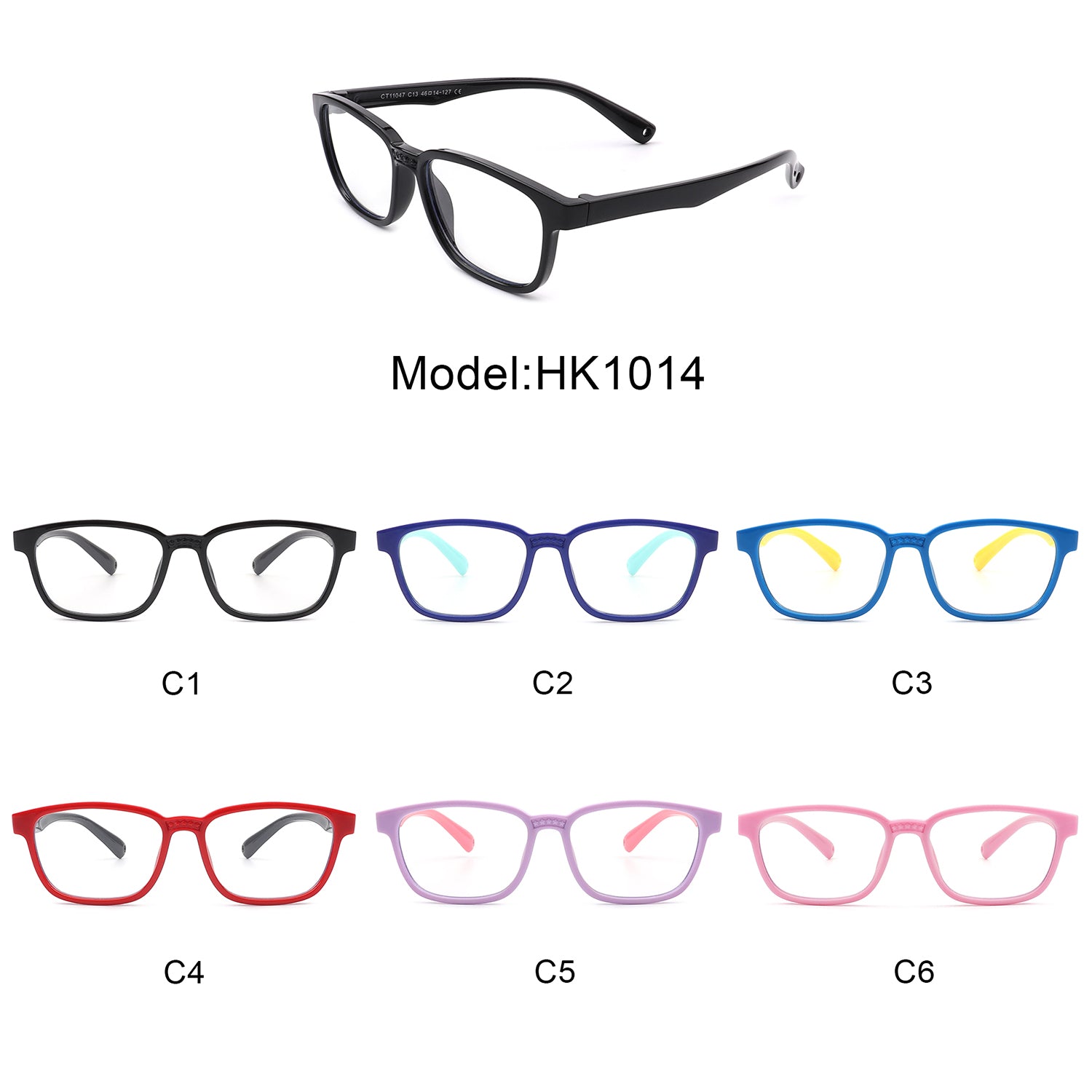 HK1014 - Children Rectangle Classic Blue Light Blocking Kids Glasses