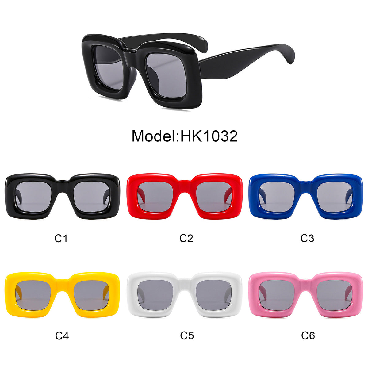 HK1032 - Flat Top Junior Colorful Square Kids Wholesale Sunglasses