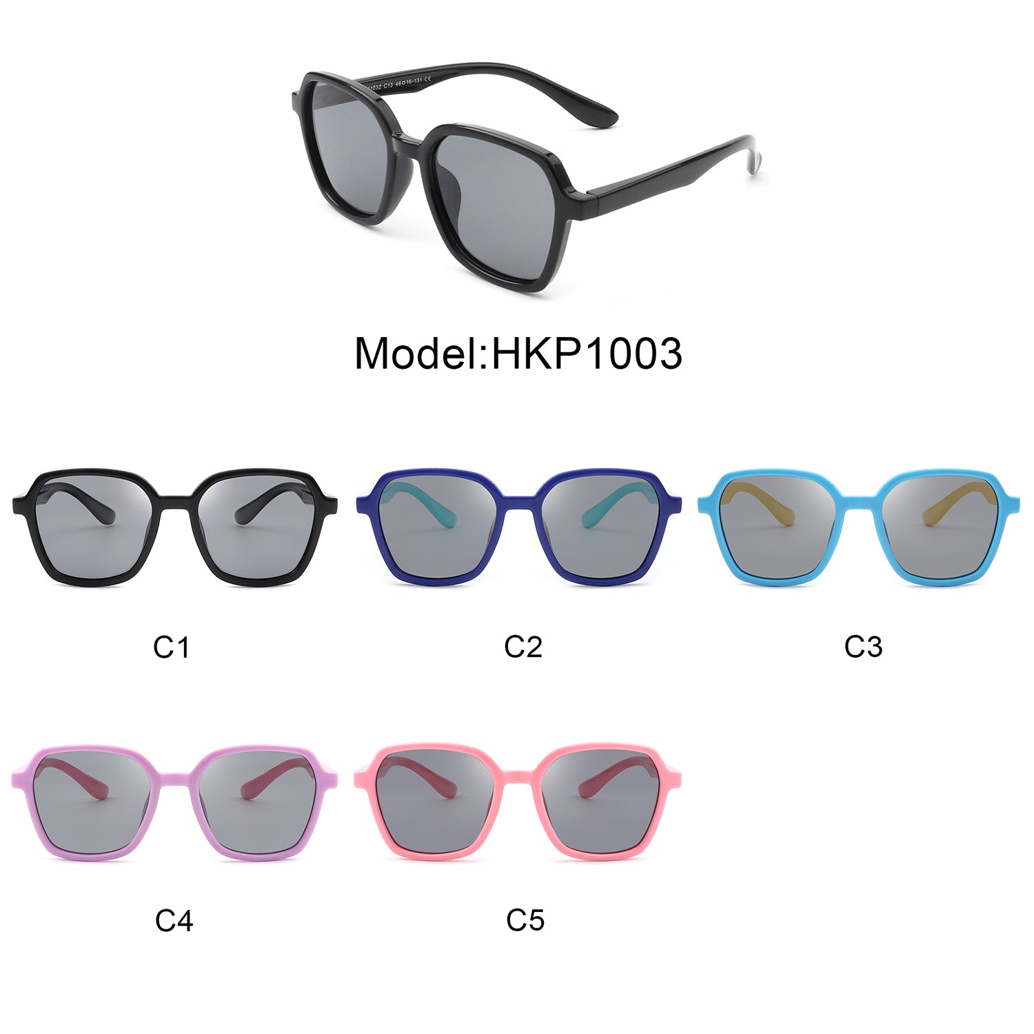 HKP1003 - Kids Junior Square Polarized Children Sunglasses
