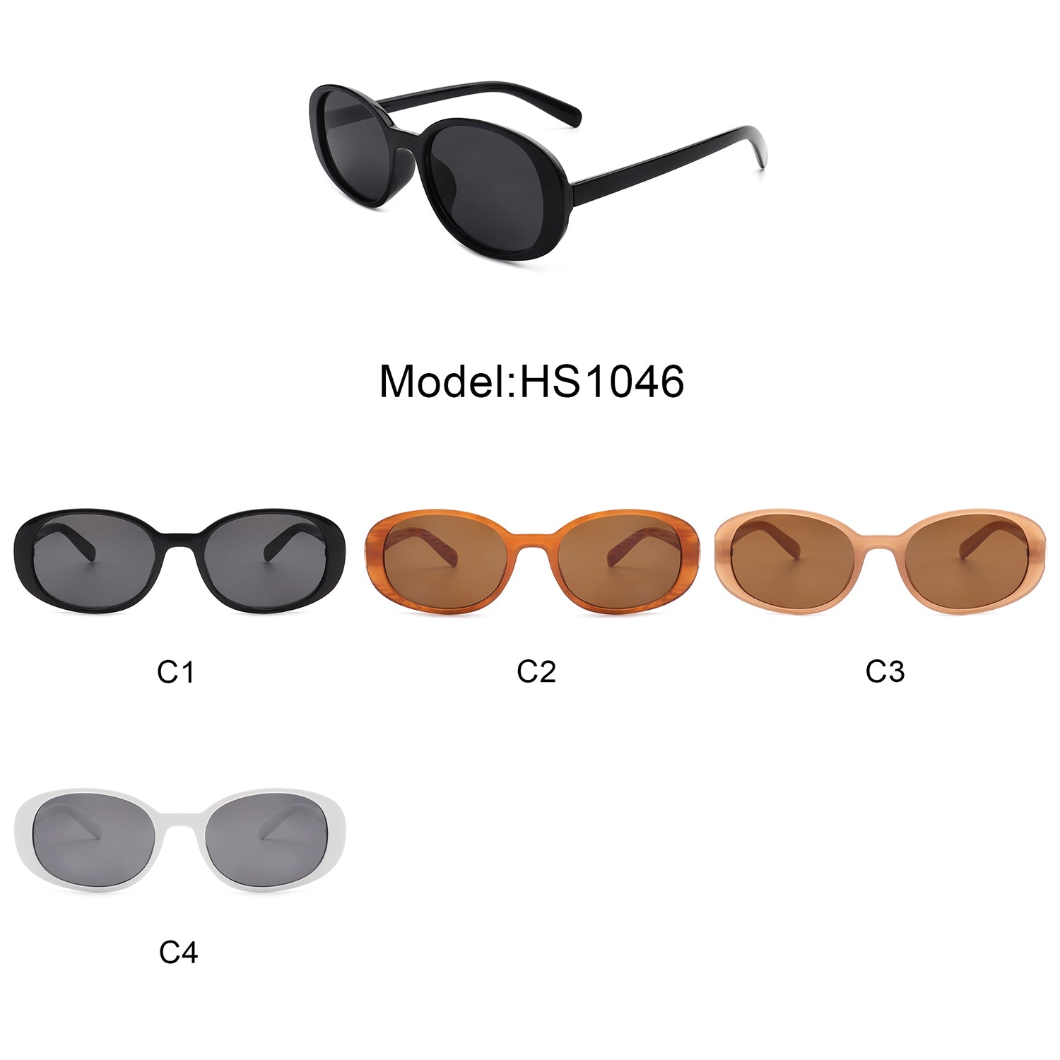 HS1046 - Round Oval Clout Retro Vintage Fashion Sunglasses