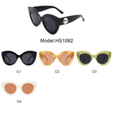 HS1062 - Women Retro Round Pearl Design Cat Eye Fashion Sunglasses