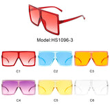 HS1096-3 - Oversize Flat Top Square Tinted Women Fashion Sunglasses