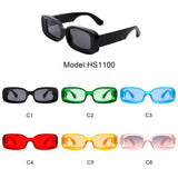 HS1100 - Rectangle Narrow Retro 90s Fashion Tinted Square Sunglasses