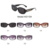 HS1104 - Rectangular Narrow Retro Tinted Fashion Square Sunglasses